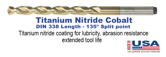 12 Pack Viking Drill and Tool 08710#42 Type 240-D 135 Degree Split Point Cobalt Jobber Gold Finish Drill Bit 