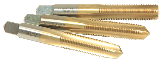 Titanium Nitride High Speed Steel MiniTaps 00-112 Plug Tap Long 3 Flute HSS with TiN Coating 