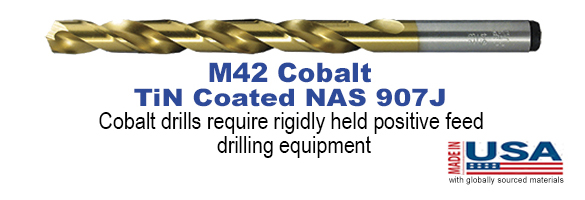 Cobalt M42 Titanium Nitride NAS 907B